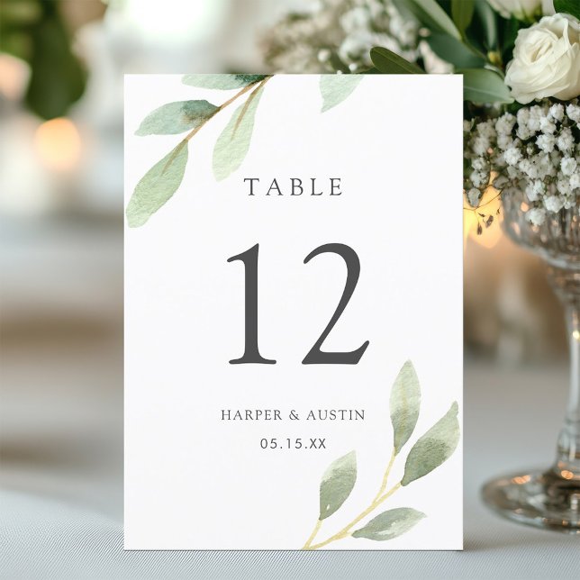 Green Foliage Botanical Wedding Table Number (Creator Uploaded)
