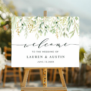 Green Foliage Botanical Wedding Welcome Sign