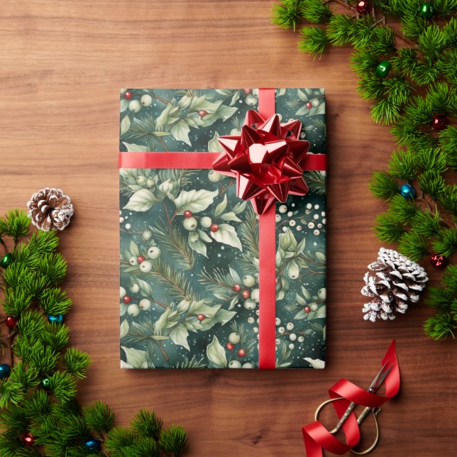 Green Foliage Christmas Gift Wrap (Holiday Gift)