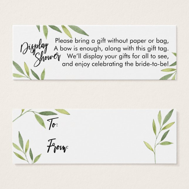 Green Foliage Display Bridal Shower Mini Gift Card (Front & Back)