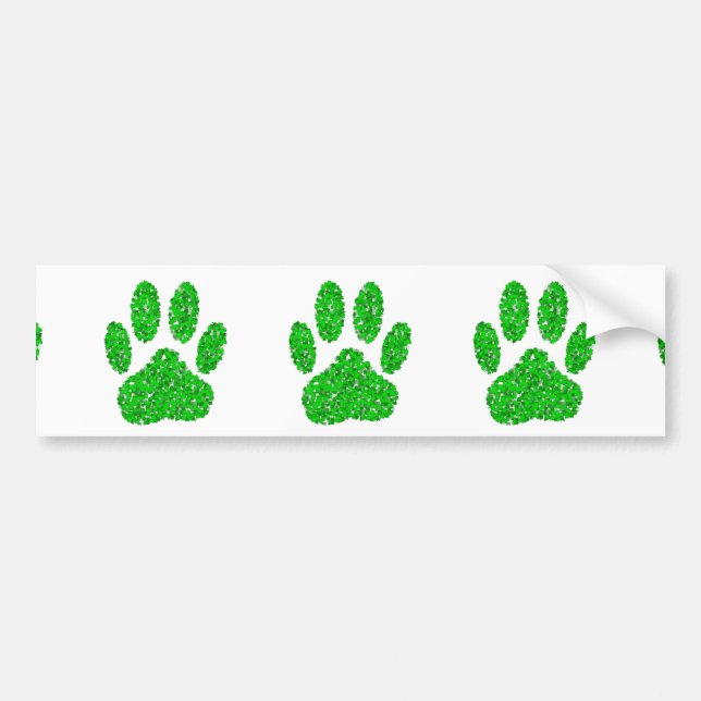 Green Foliage Dog Paw Print Bumper Sticker (Front)