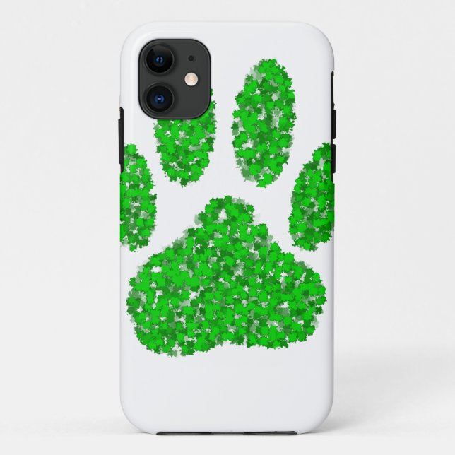 Green Foliage Dog Paw Print Case-Mate iPhone Case (Back)