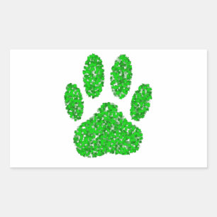 Green Foliage Dog Paw Print Sticker