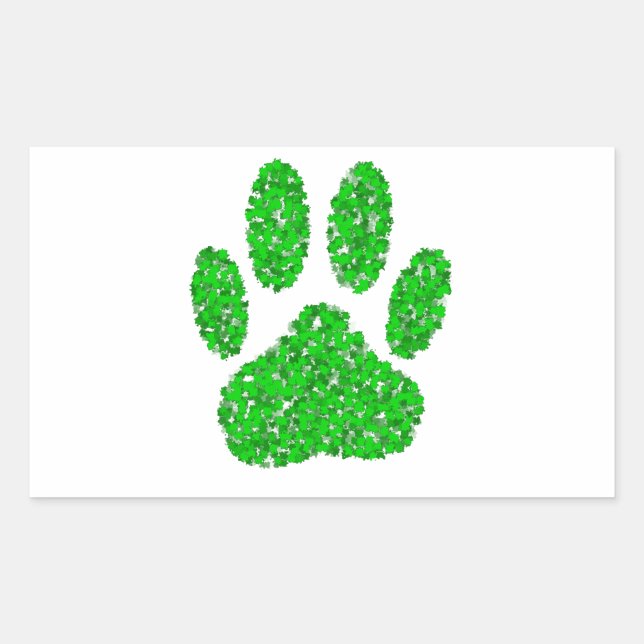 Green Foliage Dog Paw Print Sticker (Front)