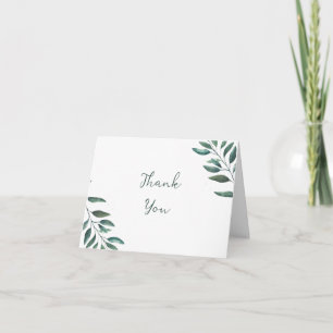 Green Foliage Minimalist Folded Photo Thank You Card