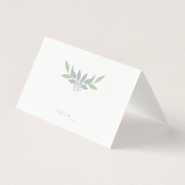 Green foliage place cards - folded (Front)