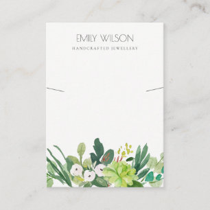 GREEN FOLIAGE SUCCULENT PEONY NECKLACE DISPLAY BUSINESS CARD