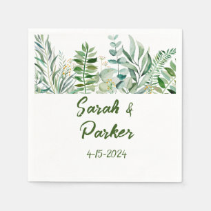 Green Foliage Tropical Wedding Napkin