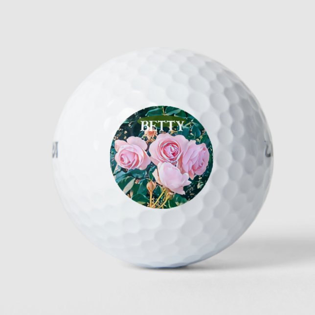 Green Foliage Watercolor Flowers  Golf Balls (Front)
