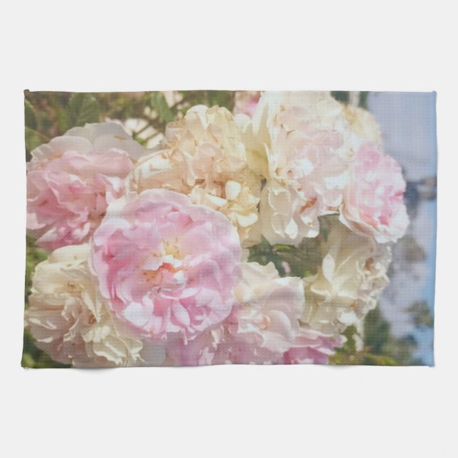 Green Foliage Watercolor Flowers  Kitchen Towel (Horizontal)