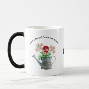 Green Foliage Watercolor Flowers Magic Mug