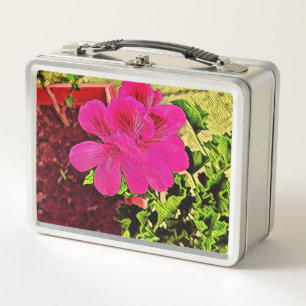 Green Foliage Watercolor Flowers  Metal Lunch Box
