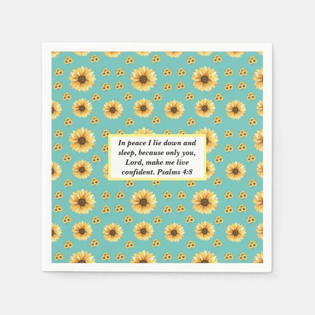 Green Foliage Watercolor Flowers  Napkin (Front)