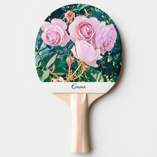 Green Foliage Watercolor Flowers  Ping Pong Paddle (Front)
