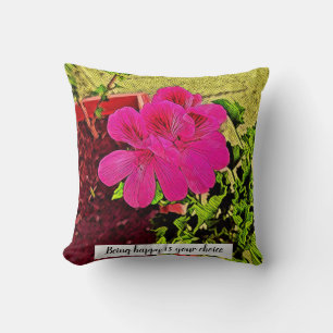 Green Foliage Watercolor Flowers Throw Pillow