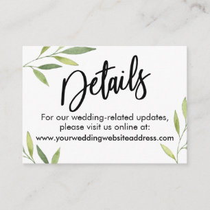 Green Foliage Wedding Details Enclosure Card
