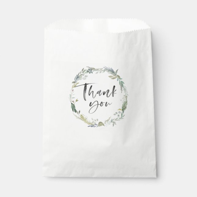 Green Foliage Wedding Favour Paper Bags (Front)