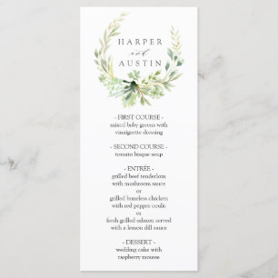 Green Foliage Wreath Botanical Wedding Menu