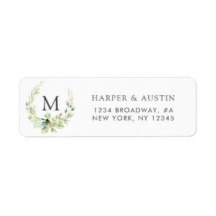 Green Folift Wreath Monogramme Adresse de retour