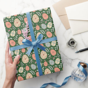 Green Folk Easter Wrapping Paper