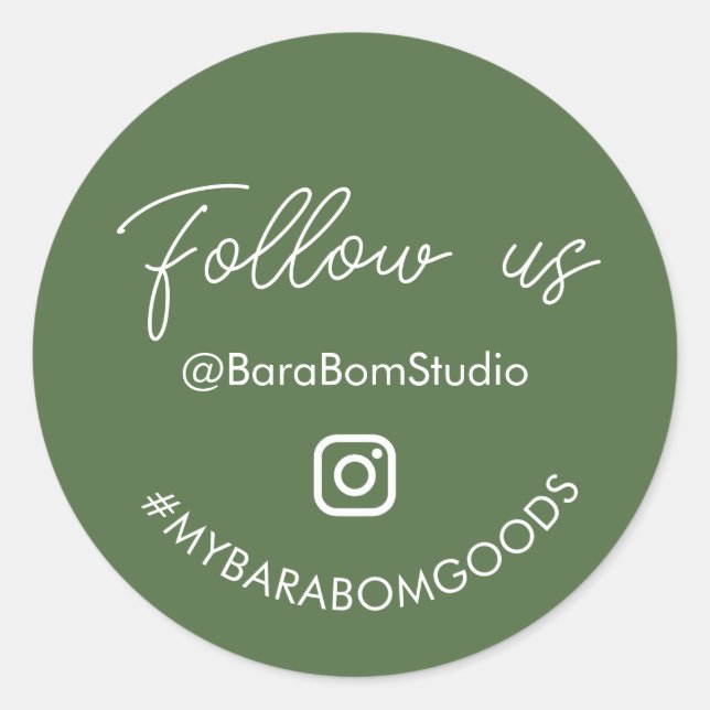 Green Follow us on Instagram Package Sticker (Front)