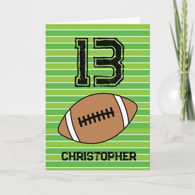 Green Football 13e carte d'anniversaire (Devant)