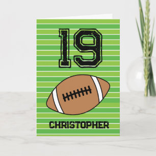 Green Football 19th Birthday Card