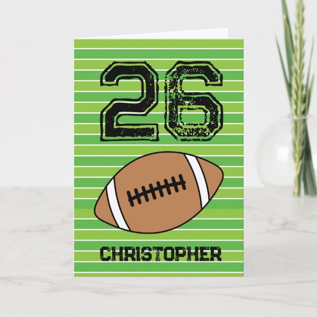 Green Football 26th Birthday Card (Front)