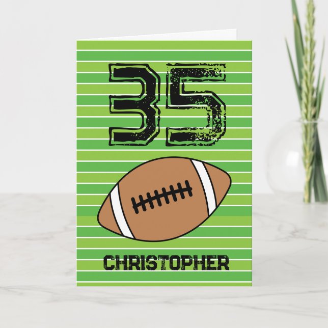 Green Football 35th Birthday Card (Front)