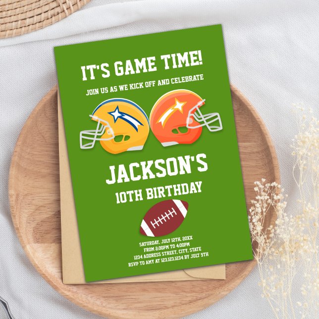 Green Football Birthday Invitations (Green Football Birthday Invitations)