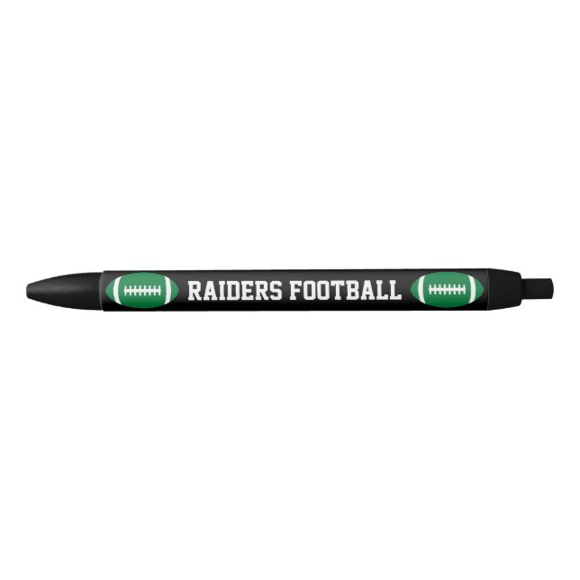 Green Football Custom Team Name or Text Coach's Black Ink Pen (Front)