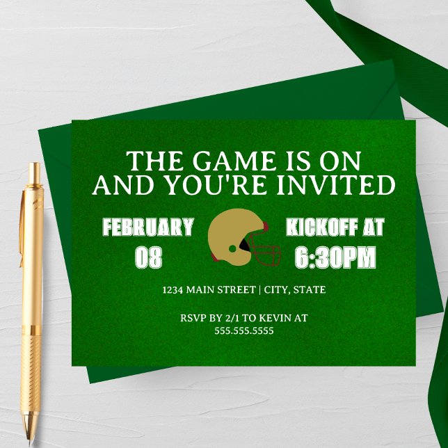 Green Football Game Night Invitation (Créateur téléchargé)