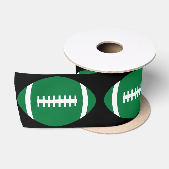Green Football Party Ribbon for Players or Coaches Satin Ribbon (Spool)