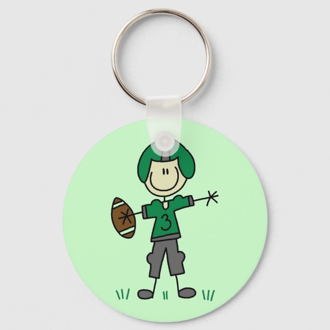 Green Football Player  T-shirts and Gifts Keychain (Front)