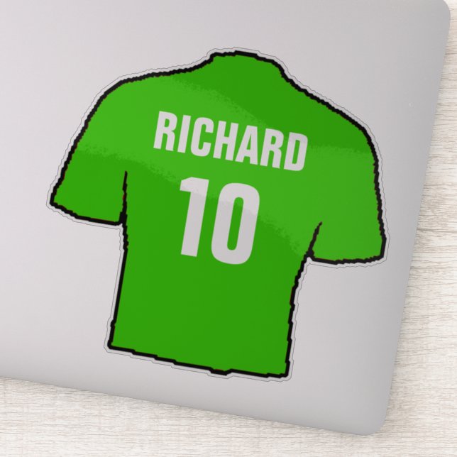 Green Football Shirt to Personalise. (Detail)