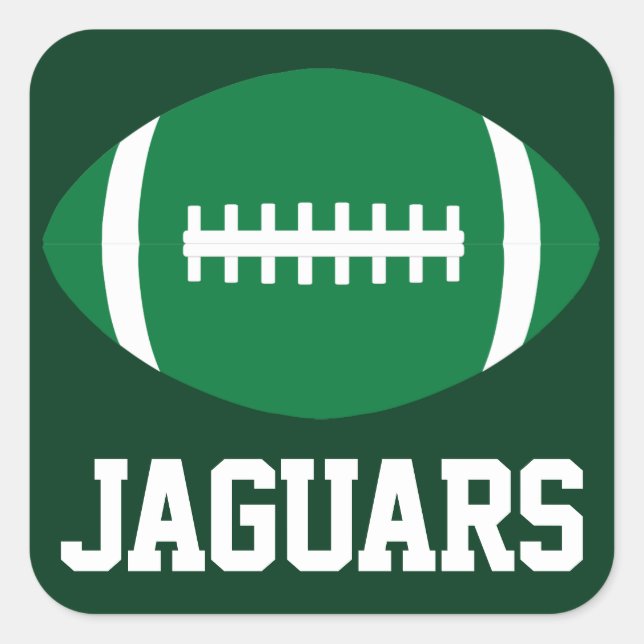 Green Football Sports Team Custom Text and Colour Square Sticker (Front)