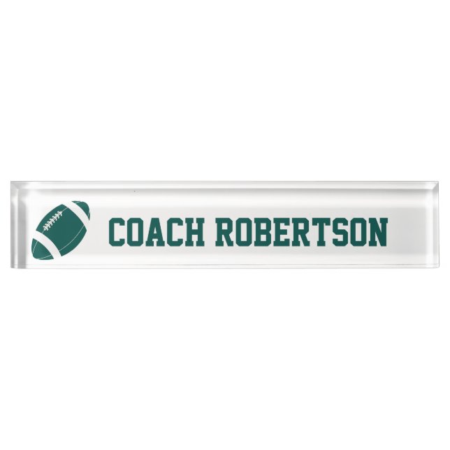Green Football Themed Personalized Nameplate (Front)