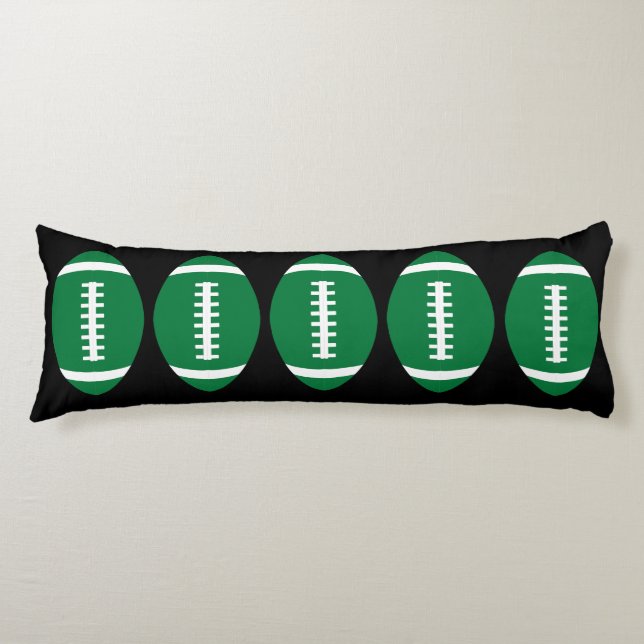 Green Footballs Boys Room Football Player Comfy Body Pillow (Front)