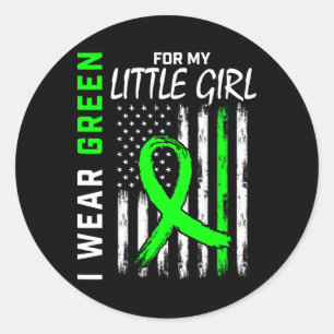 Green For Little Girl Daughter Kidney Disease Awar Classic Round Sticker