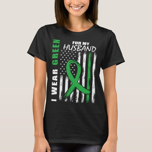 Green For My Husband Kidney Disease Awareness USA  T-Shirt (Front)
