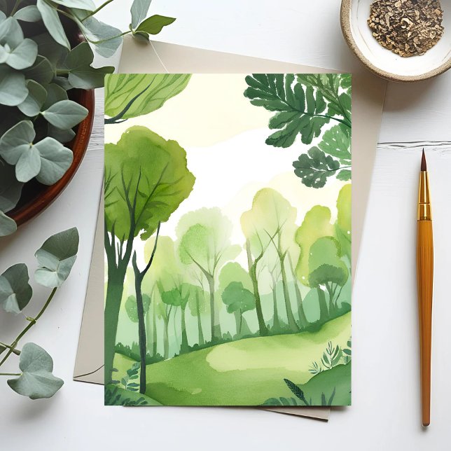 Green Forest | Airy Watercolor Landscape Postcard (Creator Uploaded)