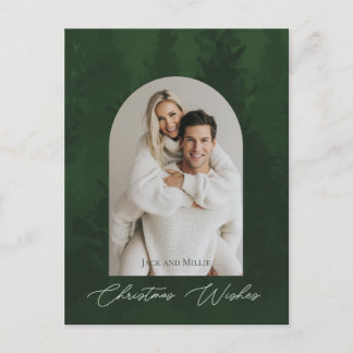 Green forest Christmas Design Holiday Postcard