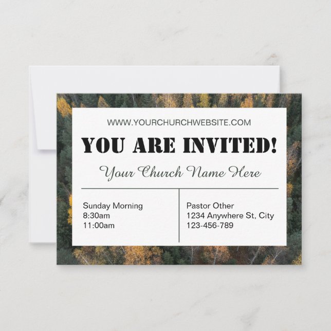 Green Forest Church Invitation Card (Front)