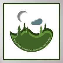 Green Forest In The Moonlight Illustration