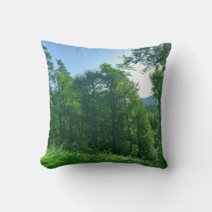 Green Forest Landscape Photography Throw Pillow
