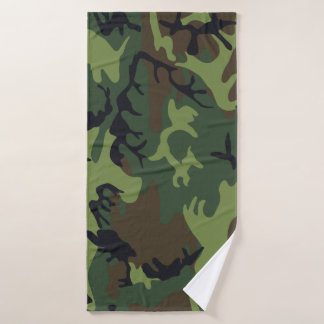 Green Forest Military Camo Bath Towel