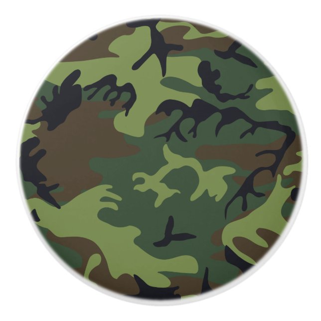 Green Forest Military Camo Ceramic Knob (Front)