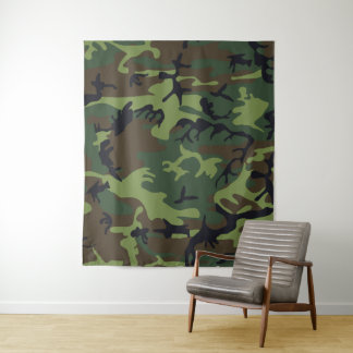 Green Forest Military Camo Tapestry