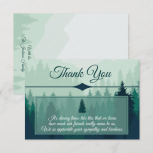 Green Forest Pines Memorial Thank You Card
