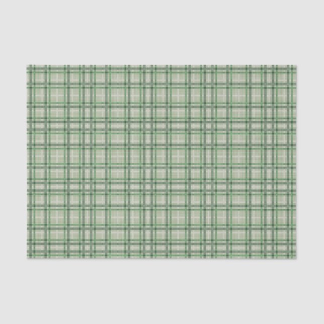 Green forest plaid tissue paper (Front)
